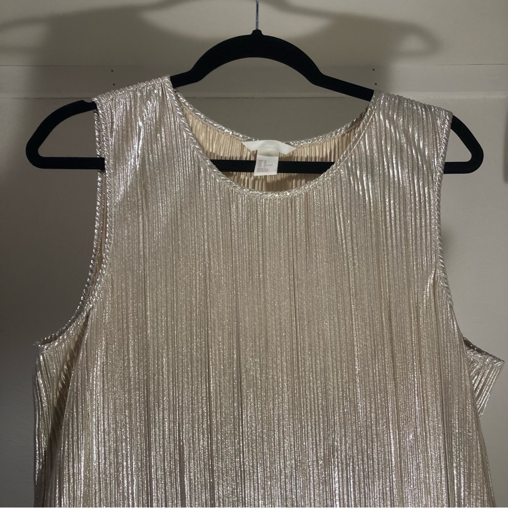 H&M Shiny Gold Pleated Top